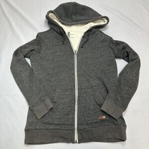 Roxy Hoodie Womens Small Gray Sherpa Lined Fleece Cozy Warm Casual Beach Y2K